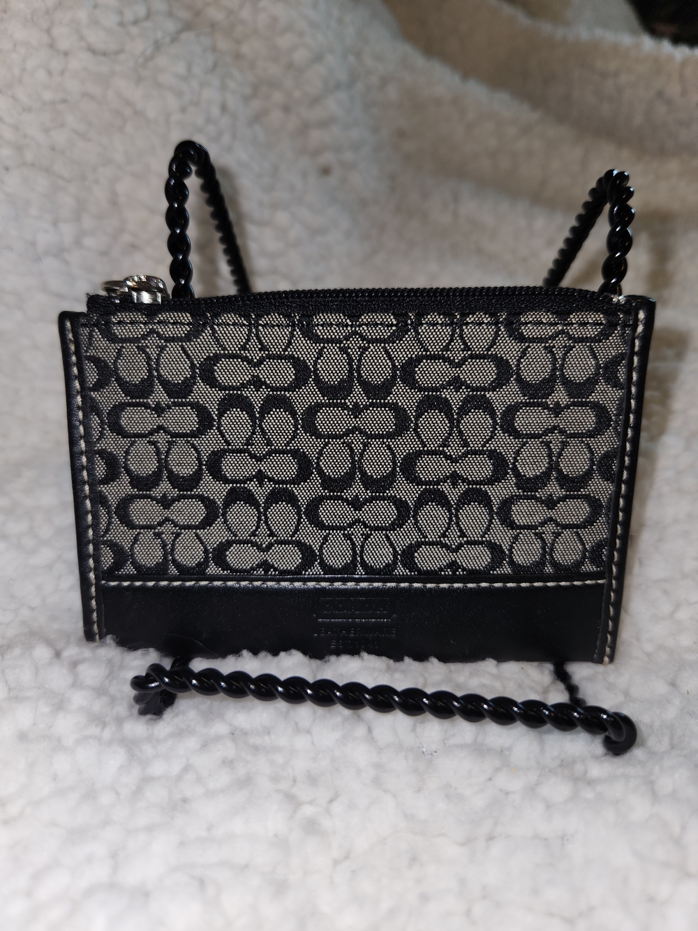 Coach Black Signature Jacquard    Card Holder